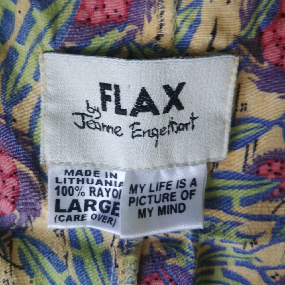 Flax Large yellow sleeveless dress with pink and green - Picture 12 of 12